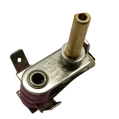 Termostato bimetálico ajustable con un rango de temperatura de 50 a 250 °C y 100 ciclos de resistencia