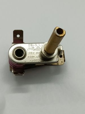 Termostato bimetálico ajustable con un rango de temperatura de 50 a 250 °C y 100 ciclos de resistencia